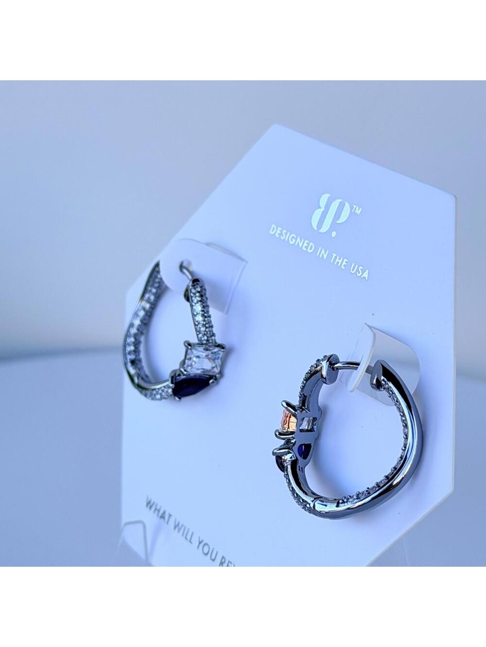 Bomb Party September Hoop Earrings "Yours, If You Can" Lab Created Sapphire